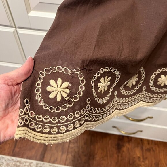 MAIN STREET BLUES Brown & Tan Embroidered Tunic Blouse (Size 2X) - Picture 5 of 9